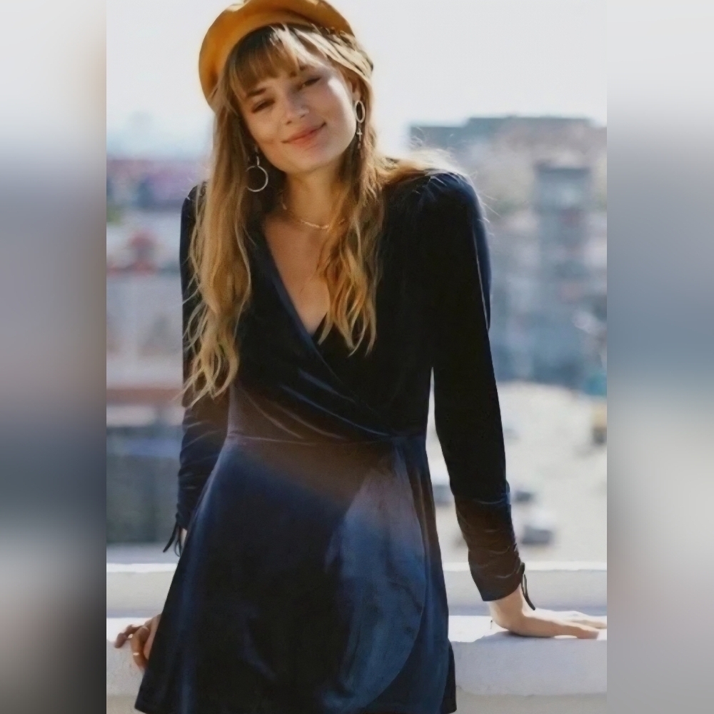 Urban Outfitters Midnight Blue Long Sleeve Dress